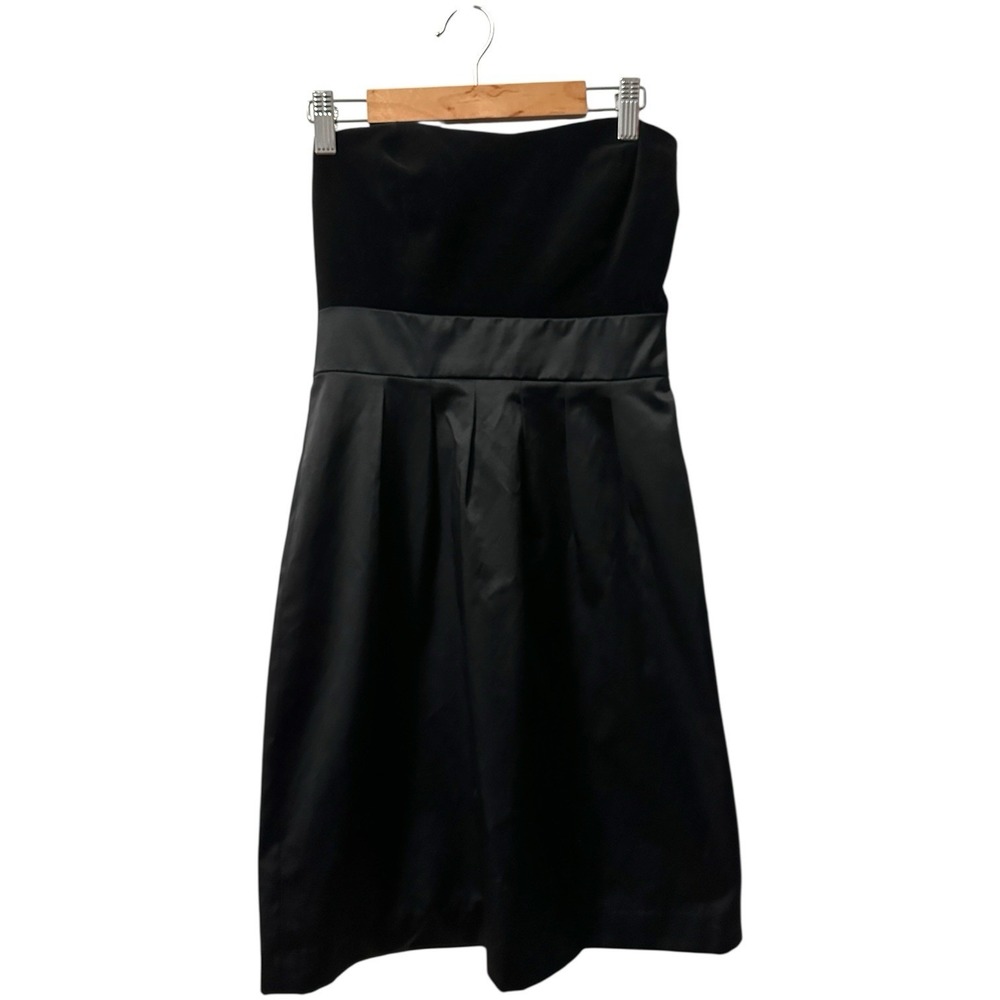 Banana Republic Velvet/Satin Strapless Cocktail Mini Dress Black 0 LBD Party Y2K